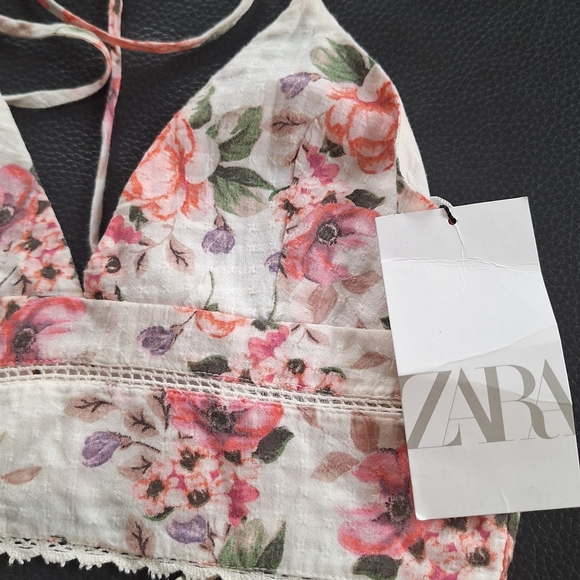 Zara Tops - Zara Floral Tie Crop Top